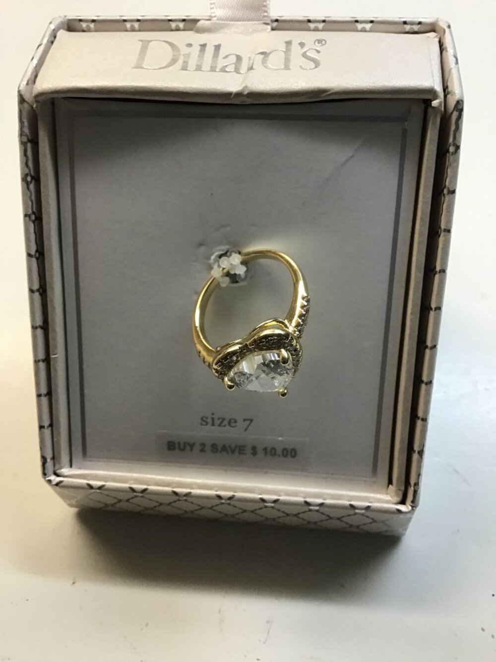 Dillards New Size 7 Heart Rhinestone Gold Ring